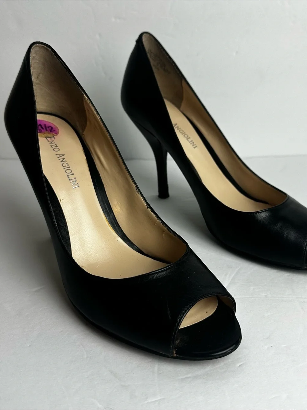 Enzo Angiolini Pumps Women's Size 8.5 Heels Shoes Peep Toe Black Business
